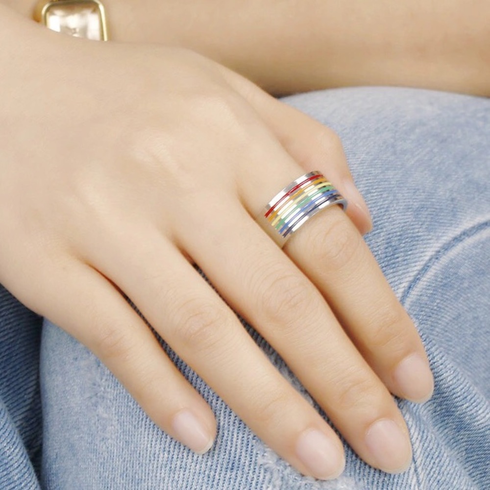 REDUCED Stainless Steel Wide Unisex Pride Ring 11
